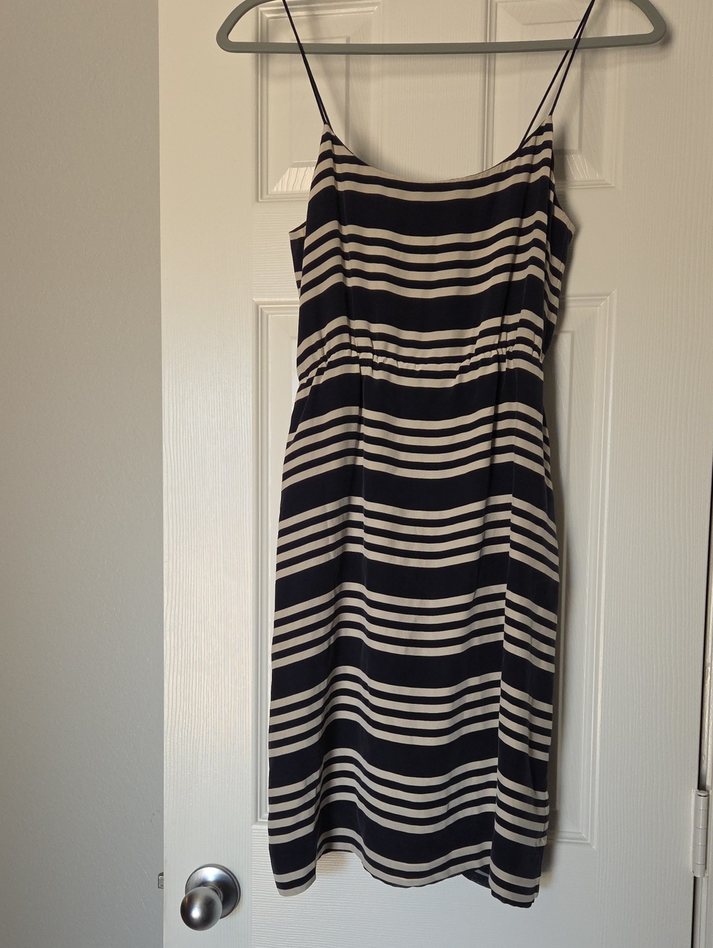 J. Crew Navy and White Striped Spaghetti Strap Mini Dress